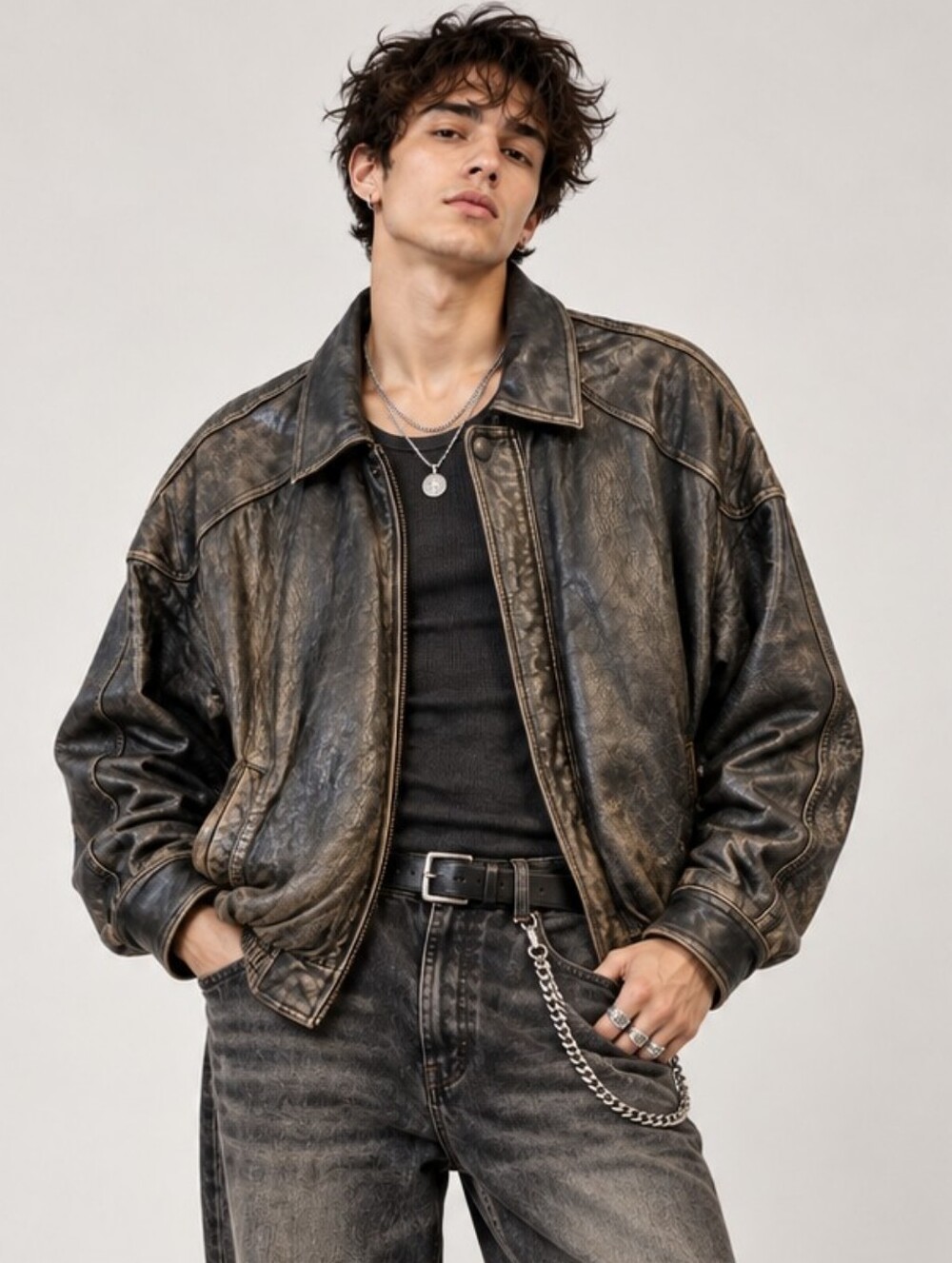 Vintage Danier Leather Bomber Jacket Size L Brown 90s Grunge